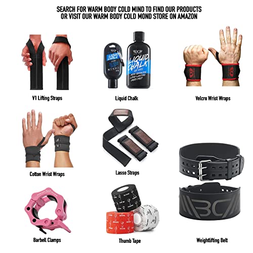 Image of WARM BODY COLD MIND V1 Lifting Wrist Straps for Olympic Weightlifting - Rated at 660 lb - Hand Wraps for Powerlifting, Weight Lifting, Bodybuilding Functional /Cross Training, Deadlift Gym Bar, Cotton