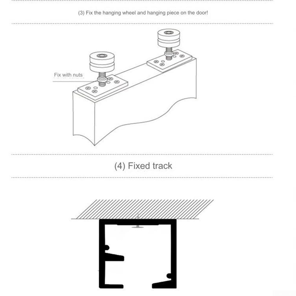 Rails de Coulisse pour Porte Pliante en Alliage d'Aluminium, Système Supérieur et Inférieur avec Rouleaux Pivotants, Charge Max 60kg, Glissement Fluide et Silencieux