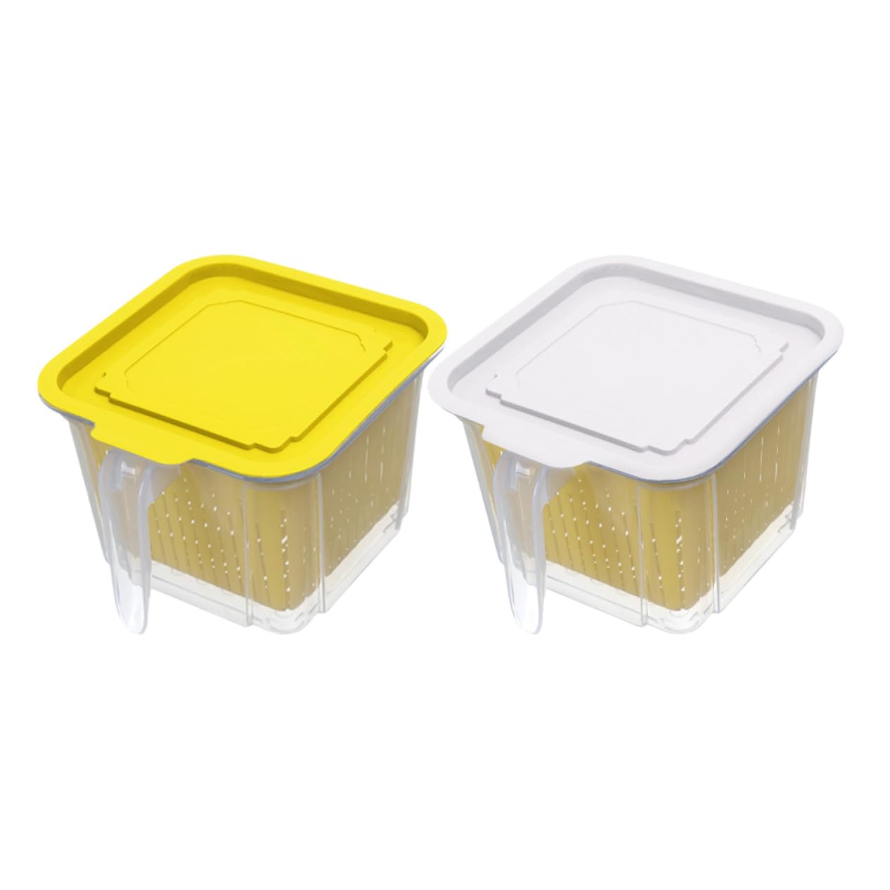 INOOMP Contenitori Chiusura Ermetica 2 Pezzi in Pp Doppio Strato per Alimenti e Funzione Drenante per Conservare Cibi Freschi in Cucina e Casa