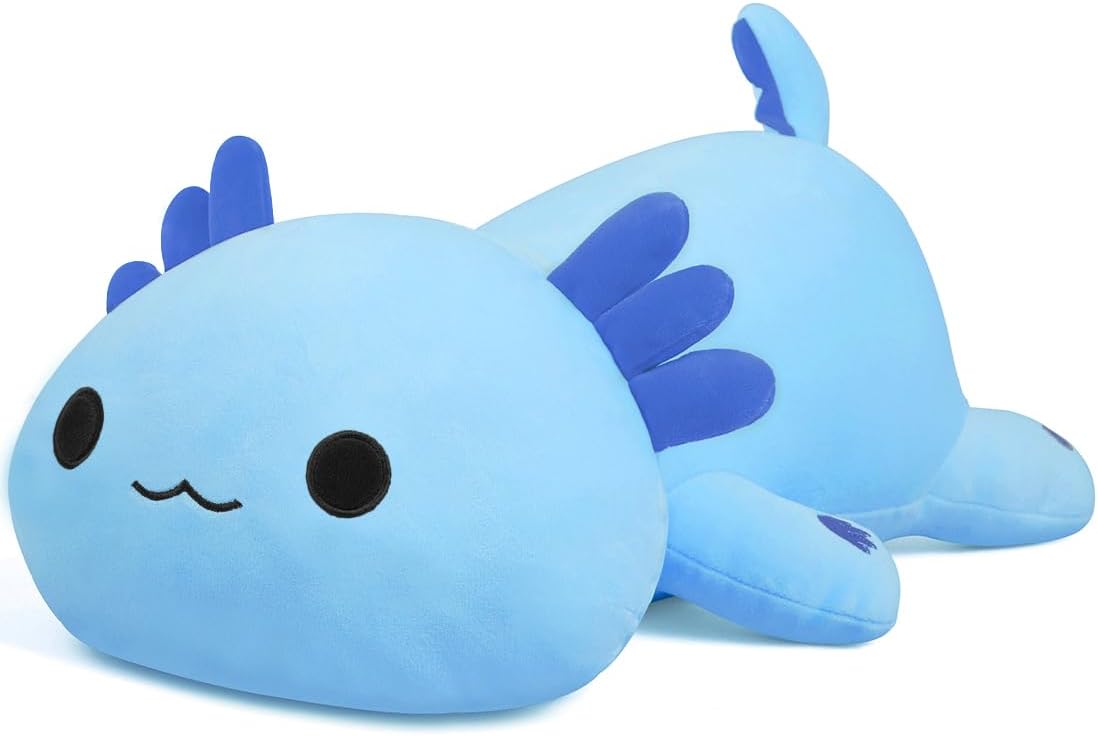 Plush Axolotl Toy Plush Pillow Axolotl Stuffed Animal Toy Cute Plushies Kids Plush Toy Pillow(Blue,30cm/11.8in)