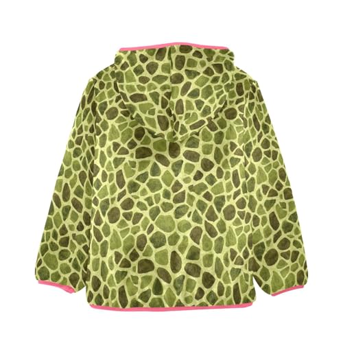Giraffe Print Toddler Fleece Jacket Baby Girls Hooded Zipper Long Sleeve Thick Warm Outerwear 3-10 Years2