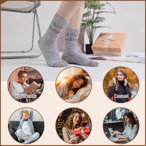 Image of Velice Womens Fuzzy Socks Soft Cozy Fluffy Slipper Winter Thick Warm Plush Sleeping Christmas Socks