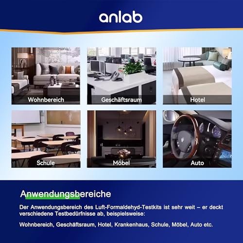 anlab™ Air Formaldehyde (HCHO) DIY Test Kit - Used for Air Quality Testing, Detector Used for Home, Residential, Business, Hotel, Hospital, School, Furniture, Auto (Pack of 3)