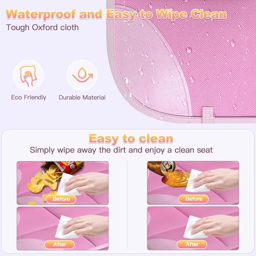 Image of SMART ELF Car Seat Protector, 2 Pack Car Seat Cover, Seat Protector Under Baby Car Seat, Seat Covers with Non-Slip Bottom and 2 Mesh Pockets Suitable for Baby and Pet (Pink)