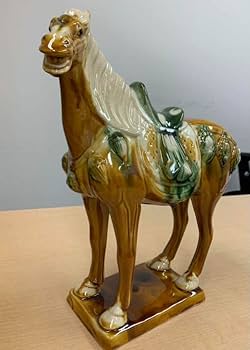 Amazon.co.jp: 唐三彩 中国 陶器 置物 中国美術 馬 オブジェ 骨董