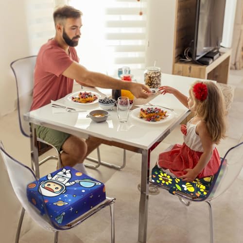 Image of Toddler Booster Seat for Dining Table, Portable Booster Seat for Kitchen Chair, 4 Inch High-Density Foam Cushion with Adjustable Safety Straps and Non-Slip Bottom, Perfect for Kids Travel and Daily