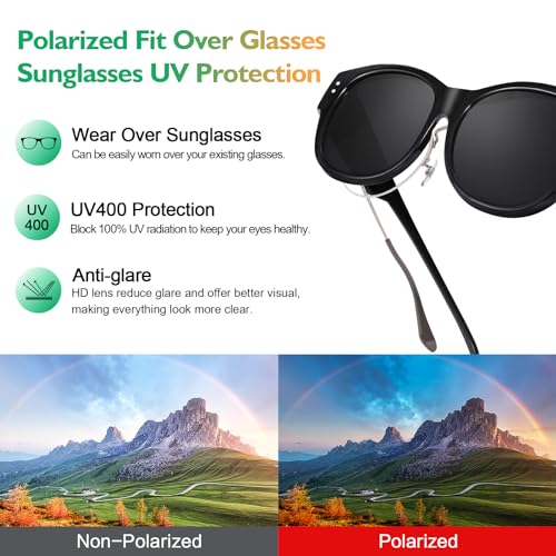Polarized Fit Over Glasses Sunglasses Womens Men, TR90 Stylish Wrap Around Sunglasses Over Glasses With UV Protection4