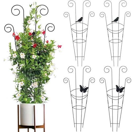 Image of ZOUTOG Trellis for Climbing Plants Indoor 4 Pack 30 Inch,Rustproof Metal Garden Trellis for Potted Plants,Houseplant Support Indoor Outdoor for Ivy Pothos Monstera Hoya Flower Vines(Butterfly Shape)