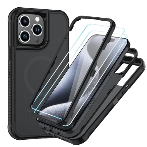Coque iPhone 15 Pro MagSafe SunStory protection intégrale 3 couches antichoc avec écran HD