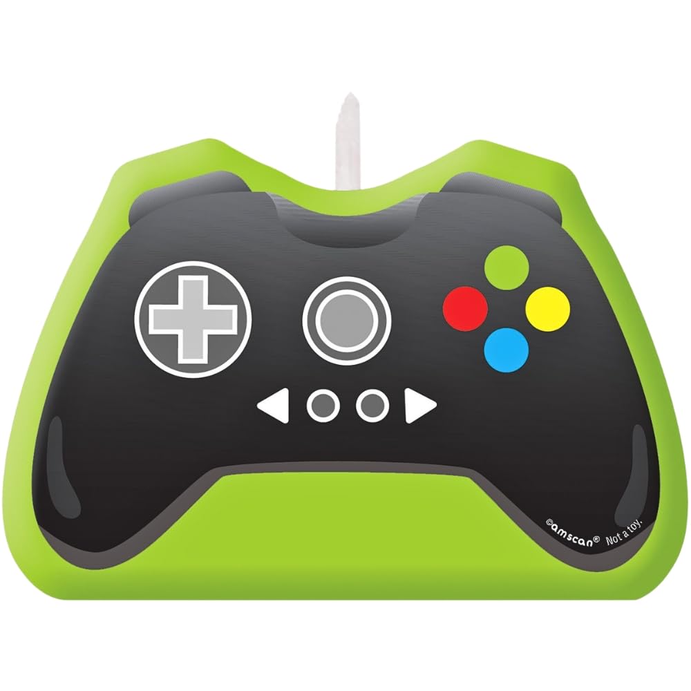 Amscan 172948-55 - Level Up Gamers Controller Kids Birthday Cake Candle - 9.5cm x 6.5cm