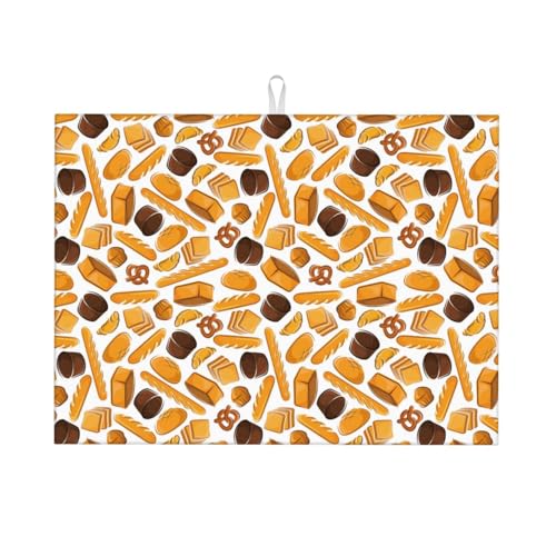 Alfombrilla Secado para Platos Impresión De Pan De Café Y Perrito Caliente Alfombrilla Secado Imprimir Multiusos Tapete Escurridor, para Tazas, Mostrador, Fruta, 46x61cm