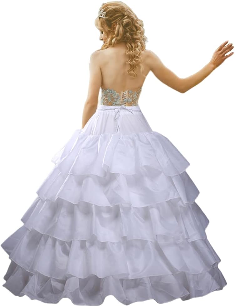 Plus Size petticoats for women Crinoline Petticoat 4 Hoop Skirt 5 Ruffles Layers Ball Gown Half Slips Underskirt for Wedding Bridal Dress Floor Length