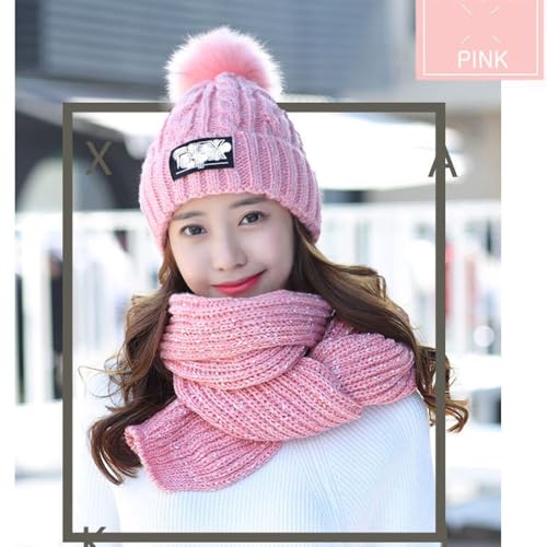 Conjunto de gorro de lana y bufanda de dos piezas para invierno 3