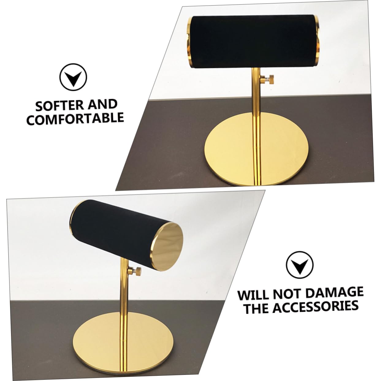 Healeved Espositore per Orologi in Acciaio Inox Flanella Nera, Supporto Pratico per Conservazione e Presentazione su Tavolo da Bellezza o Negozio