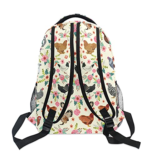 Chifigno Chickens And Floral Lightweight Printed Bookbags School Backpacks For Teens And Girls #TOP4