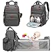 Zaino per pannolini, borsa per pannolini 3 in 1, con fasciatoio, lettino pieghevole da viaggio, multifunzione, grande capacità, per ragazze e ragazzi, colore: grigio
