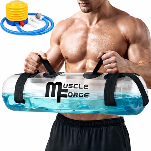 MuscleForge Aqua Power Bag 15 kg – Bolsa de Agua Ajustable para Entrenamiento de Estabilidad, Fuerza Funcional y Core, Aquabag Fitness con Bomba de Aire