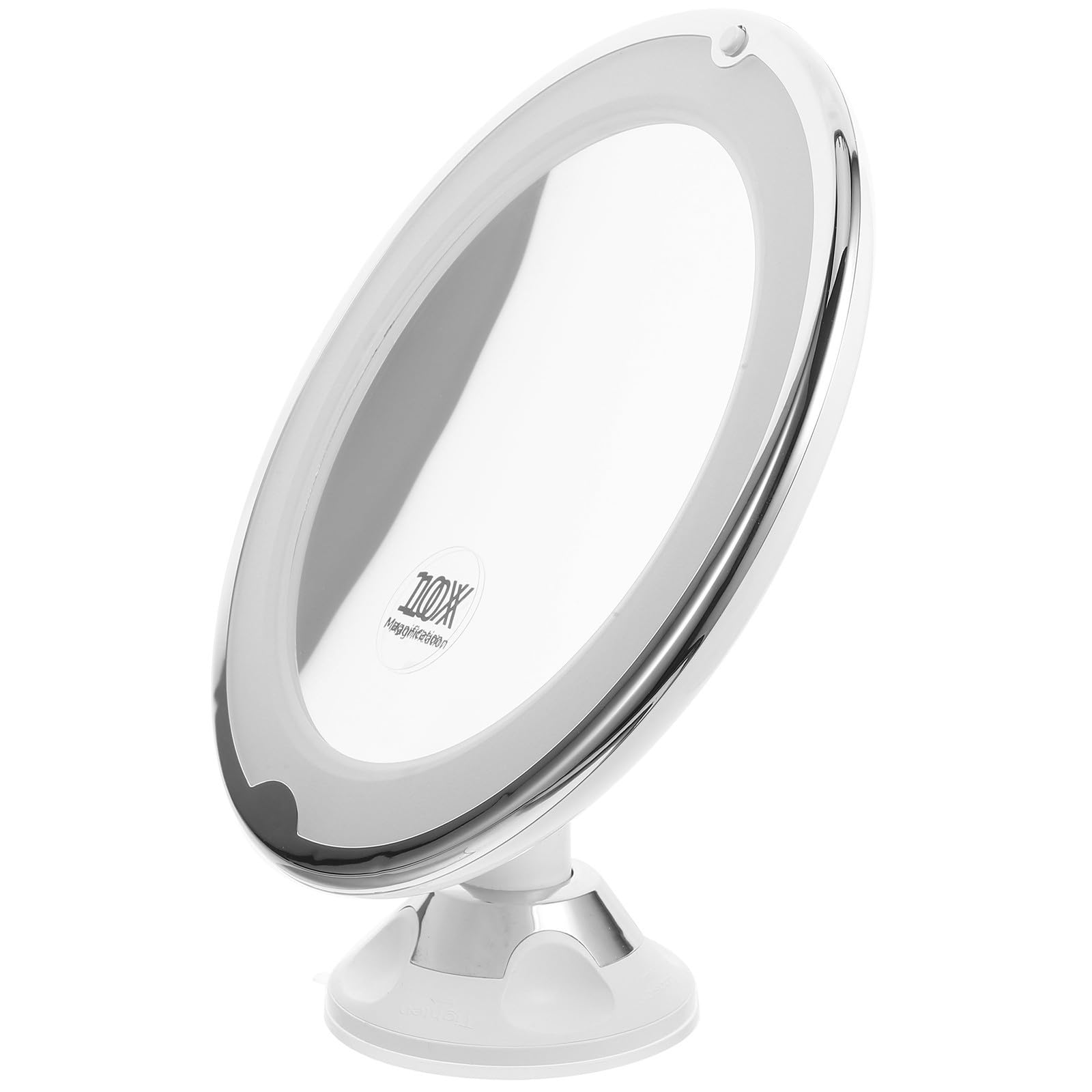 ABOOFAN Espejo de Maquillaje LED Aumento 10x y Ventosa para Escritorio, Rotación 360 Grados, Luz LED Brillante y Diseño Compacto de Abs y Vidrio
