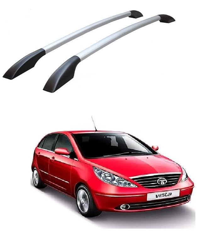 ROSHNEER compatibleTATA Indica Vista Car Non-Drilling Metal Roof Rail Set Universal Car Roof Rail Stylish with Adhensive Tape for All Cars and All Models Silver,-image-34