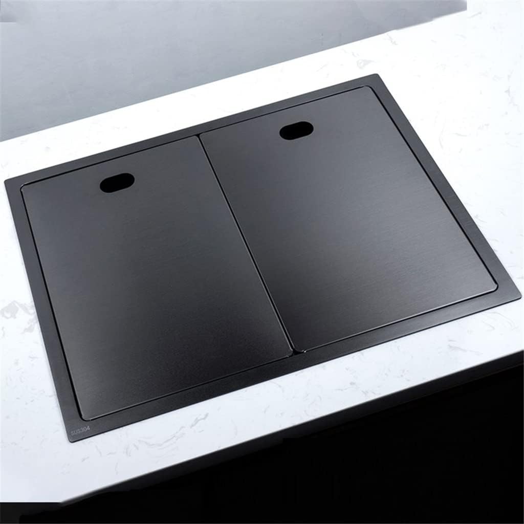 Kitchen Sink with Folded Faucet Hidden Kitchen Basin Double Bowl Black Sink Nano Above Counter Gold Undermount (GR? 580x450x230mm) (GR? 580x450x230mm)