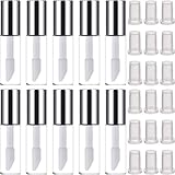 Hicarer 30 Pack 1.2 ml Clear Mini Lip Gloss Tube Empty Lip Balm Cute Bottle Cosmetic Gloss Tube Travel Gloss Container with Lid for Lipstick Samples (Silver)