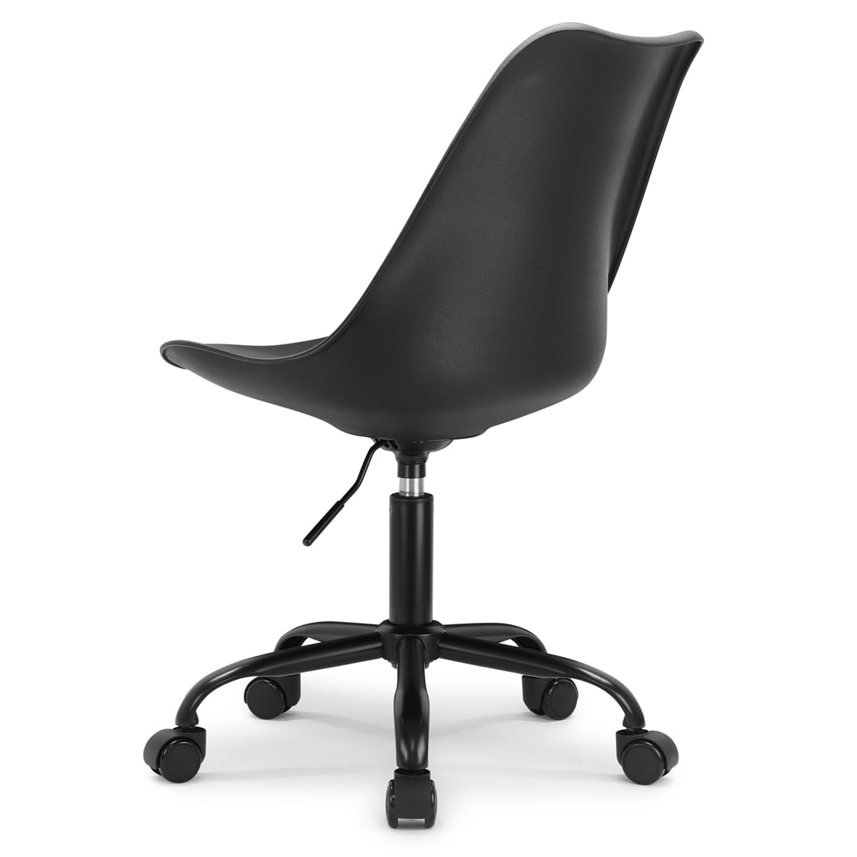 Waytex Lot de 4 Chaises de Bureau Style Scandinaves à roulettes avec Hauteur réglable, Coussin d'assise intégré - Noir