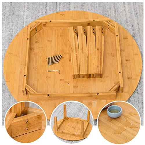 Table d'appoint de canapé ronde bois compacte pliable pour vaisselle - 4