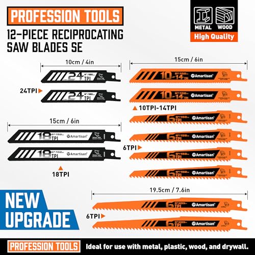 Amartisan 12-Piece Reciprocating Saw Blade Set