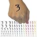 Number 3 Three Cute Typewriter Font Temporary Tattoo Water Resistant Fake Body Art Set Collection - Yellow (One Sheet)