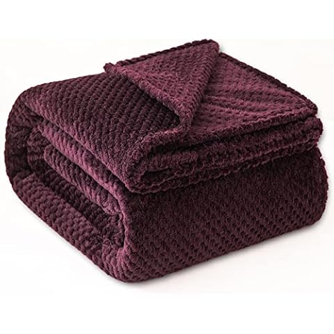GLS Home Aubergine Waffle Throw Blanket Cover