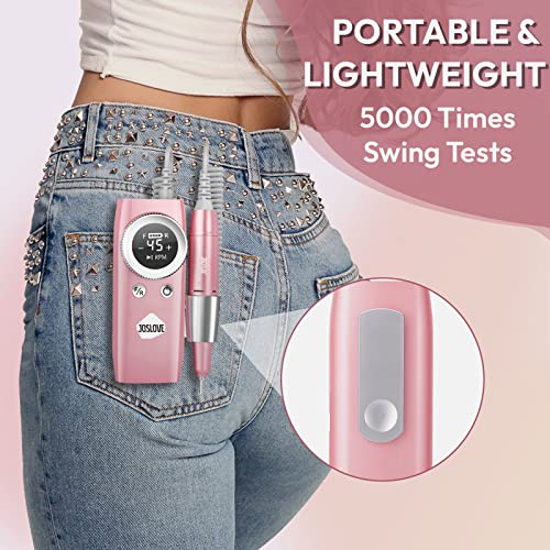 Joslove Electric Nail Drill Machine, 45000Rpm Professional Nail Drills For Acrylic Gel Nails, Rechargeable Portable Nail File Manicure Pedicure Tools With Nail Drill Bits, Pink #TOP7