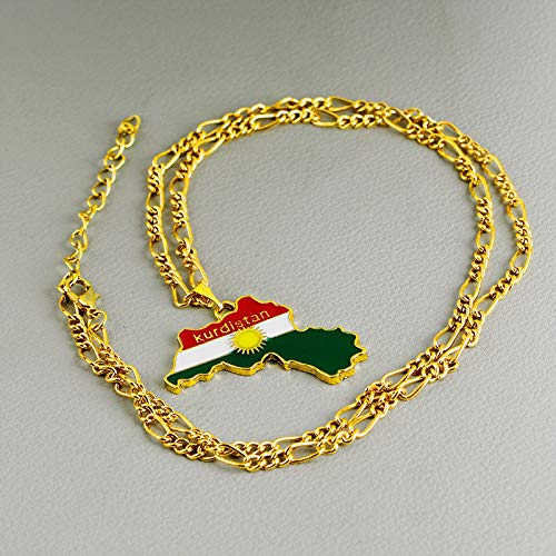 YIZITU Kurdistan Map Halskette - Edelstahl Schmuck In Gold Oder Silber