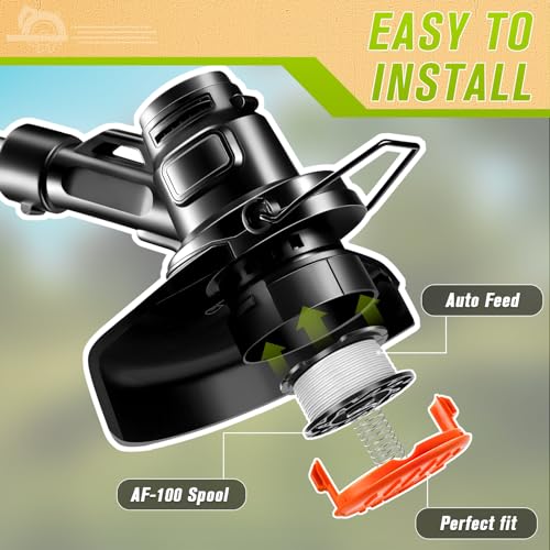 TOPEMAI AF-100 Replacement Spool Line with Polycarbonate Blades Trimmer Head Replacement Parts for Black Decker GH900 GH600 String Trimmer Edgers (1Head+10Blades+6 Spools)