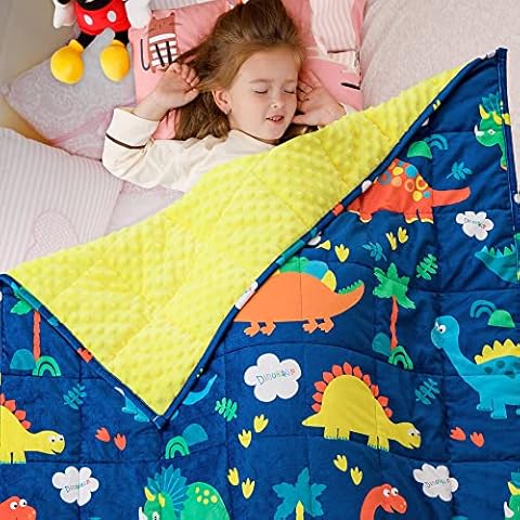 Sivio Weighted Blanket 3 lbs, Super Soft Crystal Velvet & Minky Dots Cartoon Patterns Reverise Heavy Throw, Heavy Blankets, 36 x 48 Inch Blue Dinosaur Cover