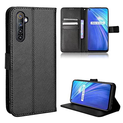 Elubugod Funda para OPPO Realme 6 Carcasa Case Funda,Funda para OPPO Realme 6S,Funda de Cuero PU Funda para OPPO Realme 6i RMX2001 RMX2002 RMX2040 Funda Carcasa Case Funda Black