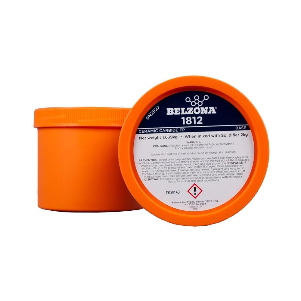 Belzona 1812 Ceramic Carbide FP 2kg Kit Epoxi Reparación Metal Tuberías Válvulas Protección Abrasión Curado a Temperatura Ambiente Sin Solventes Base + Endurecedor