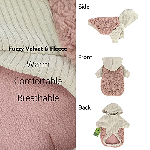 Fitwarm Velvet Thermal Dog Coat Puppy Winter Clothes Girl Pet Jacket Cat Hoodie Outfits Pullover Doggie Sweatshirt Pink Medium #TOP4