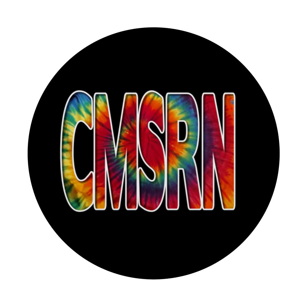 Nurses Tie-Dye Groovy CMSRN PopSockets Swappable PopGrip, Black - Image 3