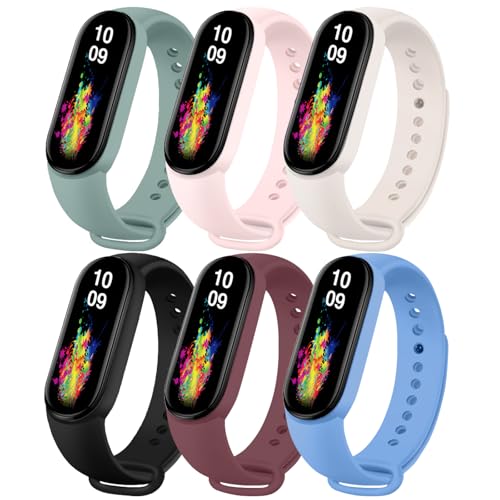 Msksjer Correa de Silicona Compatible con Xiaomi Smart Band 7/6/5 Mujere Hombre, Suave Silicona Reloj Recambio Impermeable Correas para Mi Band 5/6/7