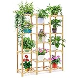 Bamboo Plant Stand Plants Shelf for Indoor Outdoor, Ohuhu Multiple 11 Pots Tiered Stands Flower Pot...