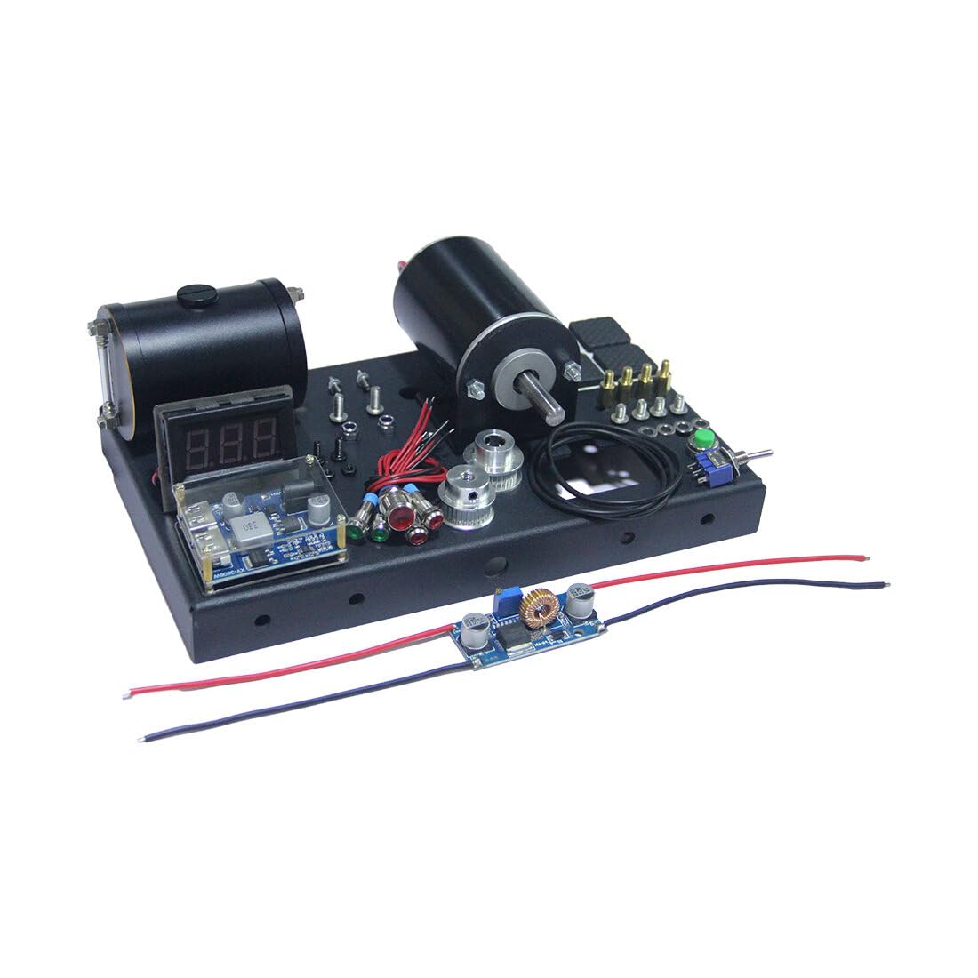 RCXTechPro 12V DC Generator & Base Kit for SEMTO ST-NF2 Engine – Includes Digital Voltmeter & Voltage Regulator, Twin-Cylinder Inline Engine Accessories Kit