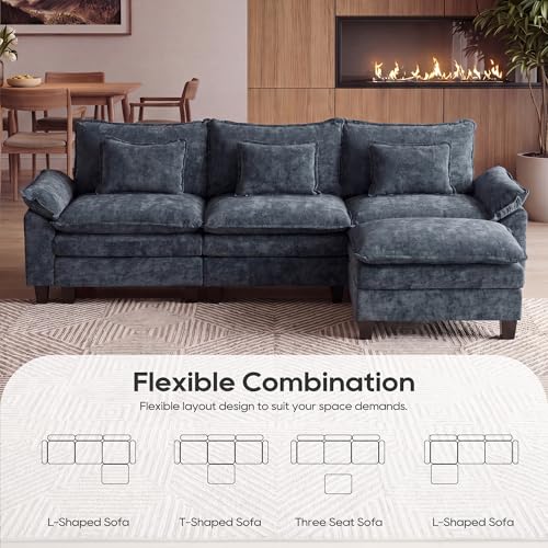 Image of URRED Oversized Modular Sectional Sofa,Blue:122 inch L Shaped