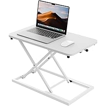 Hoodutric Standing Desk Converter Height Adjustable, Sit to Stand up Desk Riser Computer Workstation use in Laptop and Single Monitor Ergonomic Desktop Workstation for Home Office - White