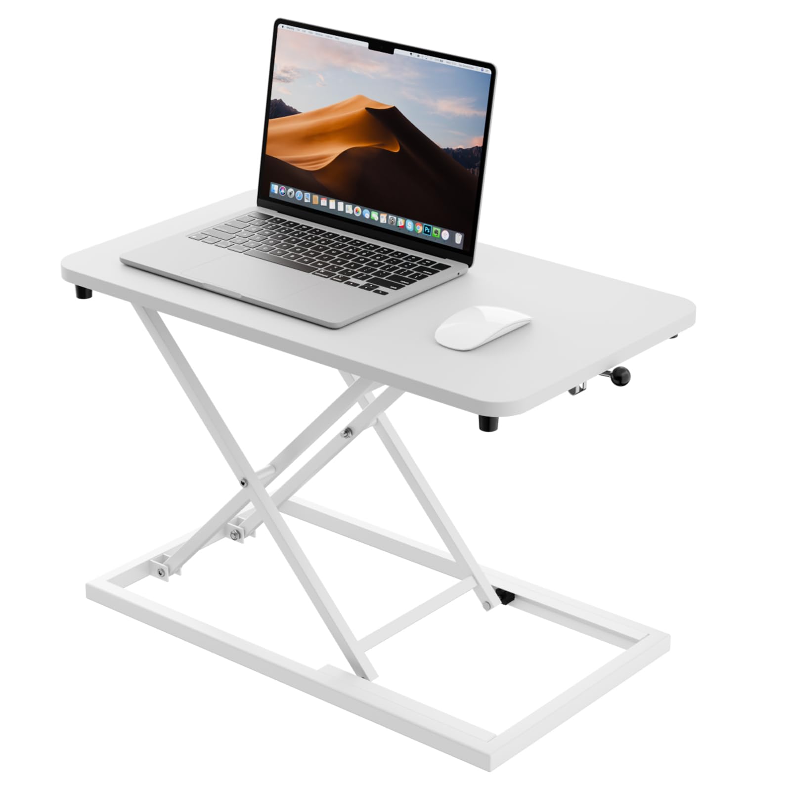 Standing Desk Converter Height Adjustable, Sit to Stand up Desk Riser Computer Workstation use in Laptop and Single Monitor Ergonomic Desktop Workstation for Home Office - White