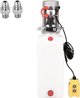 LCyindu Hydraulic Pump 8 Quart 2 Gallon Hydraulic Power Unit DC 12V DC Single Acting Hydraulic Pump Plastic Reservoir for Dump Trailer Car Lifting