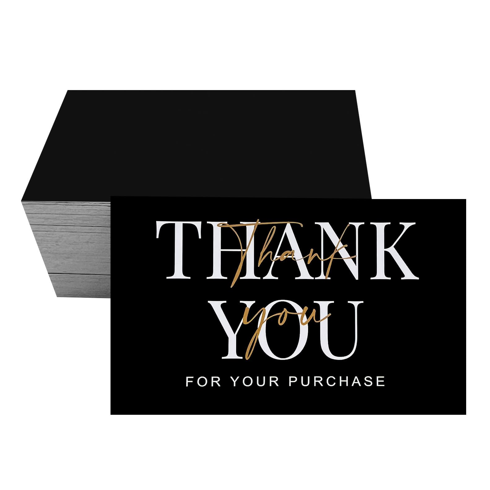 RXBC2011 Thank You for Your Purchase Cards Package Insert for online business E-commerce Pack of 100 Black