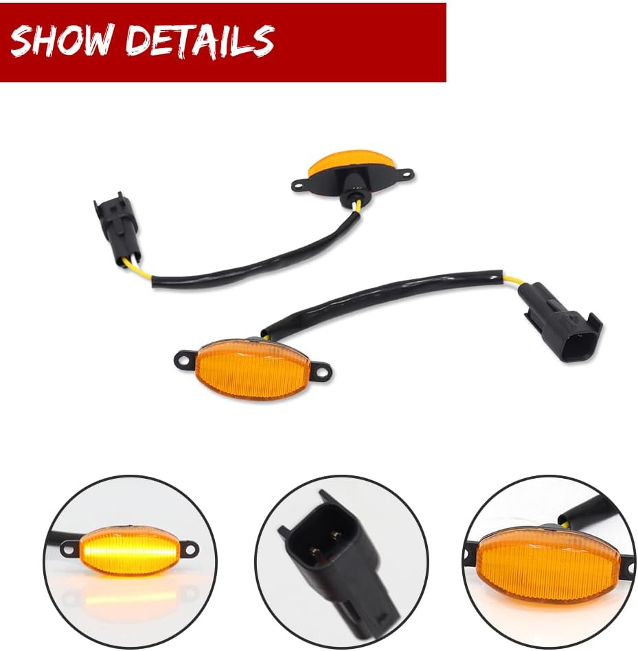 for 2010-2014 Ford F150 SVT Raptor Pick Up & 2017-2019 Ford Raptor Pick Up Front Grille Daytime Driving Running Light Amber Lens Amber LED Raptor Lights F-150 Bumper DRL Lamps