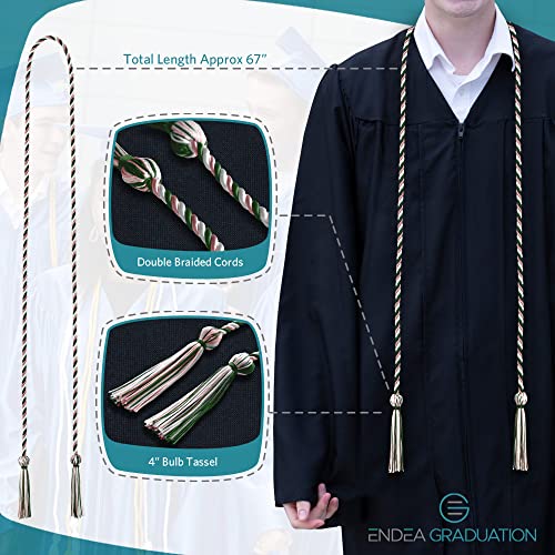 Image of Endea Graduation Single Honor Cord Three-Color (Kelly Green /Pink /White)