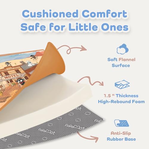 Image of 1.5 inch Thick Baby Floor Play Mat 59x79 Memory Foam Kids Mat(Little Dog) | Padded Mat for Tummy Time Crawling, Non-Slip Plush Playmat for Nursery Playroom Classroom