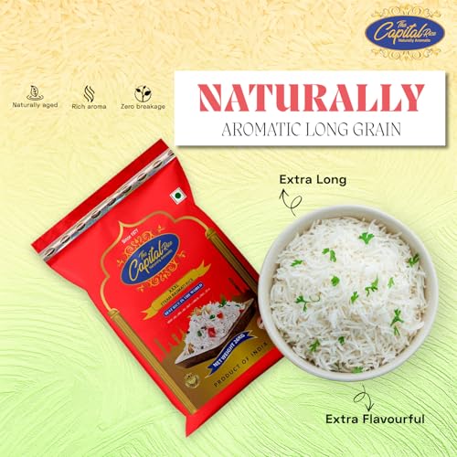 Image of The Capital XXXL Steam Basmati Rice - 26Kg Naturally Aromatic Extra Long-Grain Rice | Premium Aged & Non-Sticky for Biryani, Pulao & Daily Meals